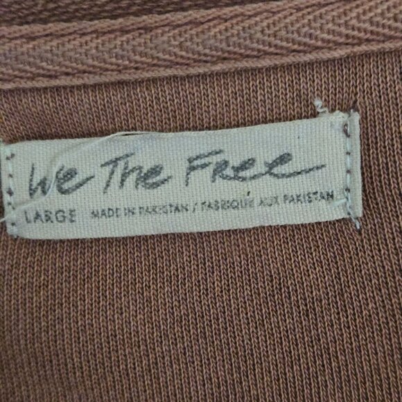 Free People We The Free Kitty Pullover Faded Rust Pockets Zip Raw Seams Size L - Picture 9 of 12